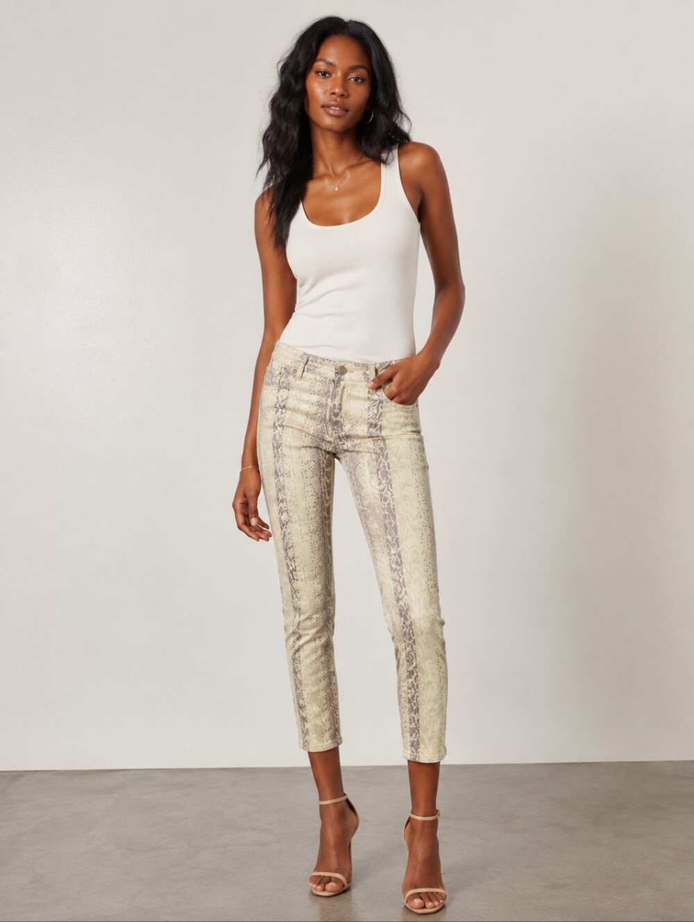 ❤️ JOE'S SKINNY HIGH WATER CROPPED JEANS IN SNAKE WILD, 00 (24)